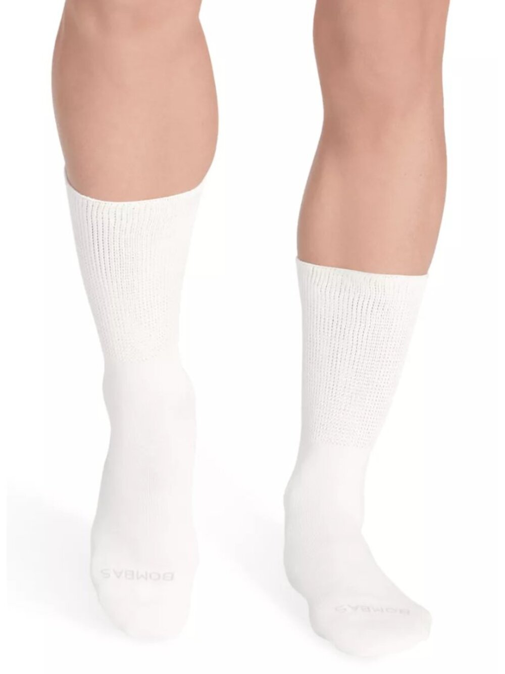 BOMBAS 2 Pairs Cotton Lightweight Calf Socks - MEDIUM - Ivory White - NWT